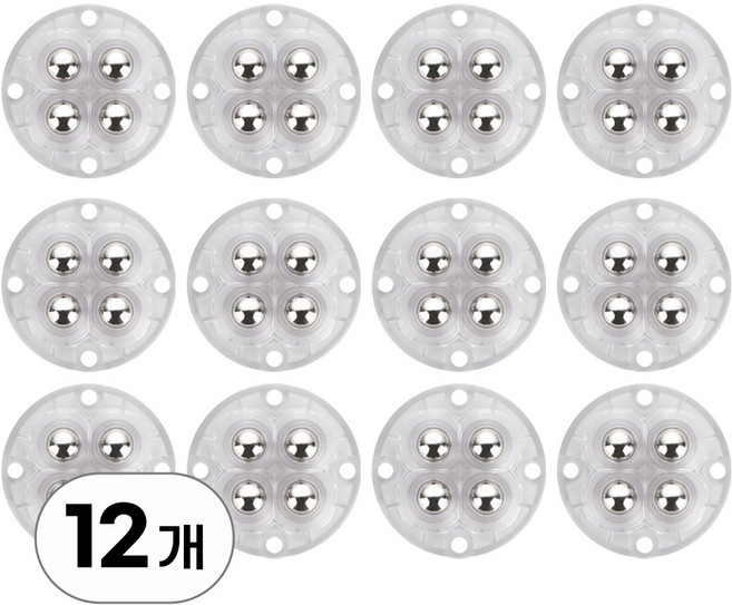 투데이리빙 12개입 세트 이동식 4볼 롤러 미니 바퀴 하단 부착형 가구 이동 볼캐스터 접착식 소형 캐스터 서랍장 수납함 붙이는 부착 다용도 만능 볼케스터, R99954Q(4구, 12개, 투명