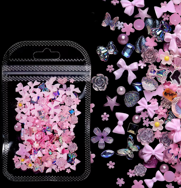 (100pcs) 레진파츠 네일파츠 레진재료 네일재료 파츠모음 6색 N10, 1개, 핑크(N10-2)