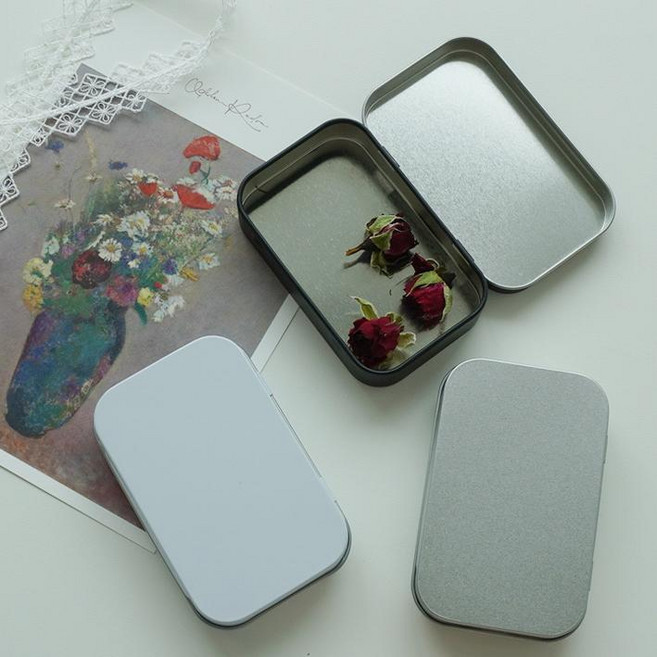 철제 알루미늄 사각 틴케이스 3color, 화이트