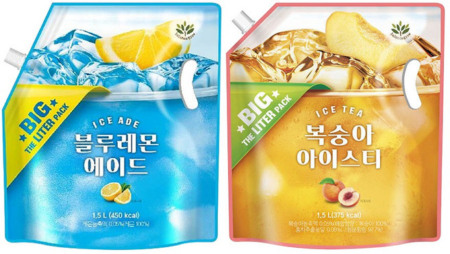 밸런스그로우 대용량 (복숭아 아이스티 +블루레몬에이드), 2개, 1.5L