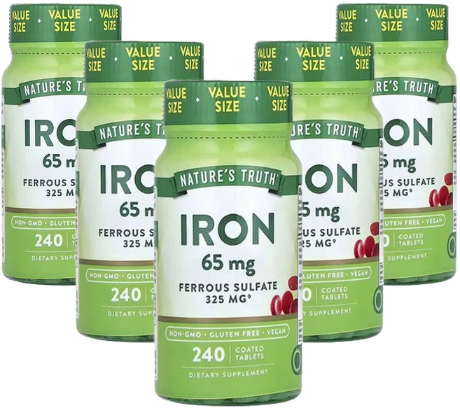 네춰스 트르스 철분 65mg 240코팅정, 5팩, 240정 - 쿠팡