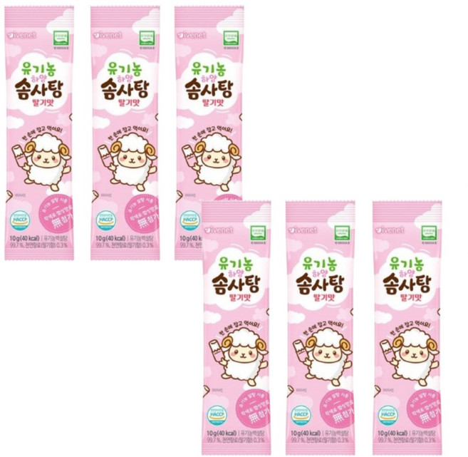 아이배냇 유기농 하양 솜사탕, 10g, 6개