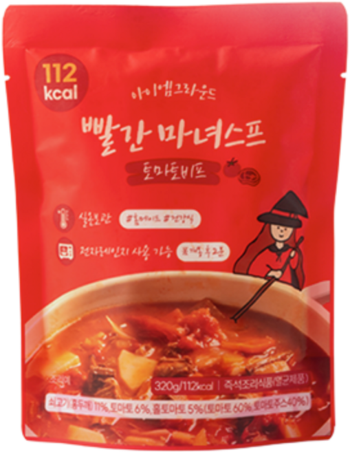 아이엠그라운드 실온보관 빨간 마녀스프 디톡스 7일 해독 다이어트 식단관리 토마토 비프 스튜 한끼 아침식사대용 환자 회복식 변비 식이섬유 야채스프, 320g, 1개