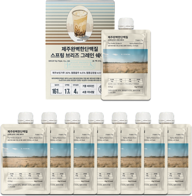 [14팩] 제주 완벽한 단맥질 식사대용 단백질 쉐이크 2종 세트(곡물맛 7팩 초코맛 7팩), 630g, 1세트