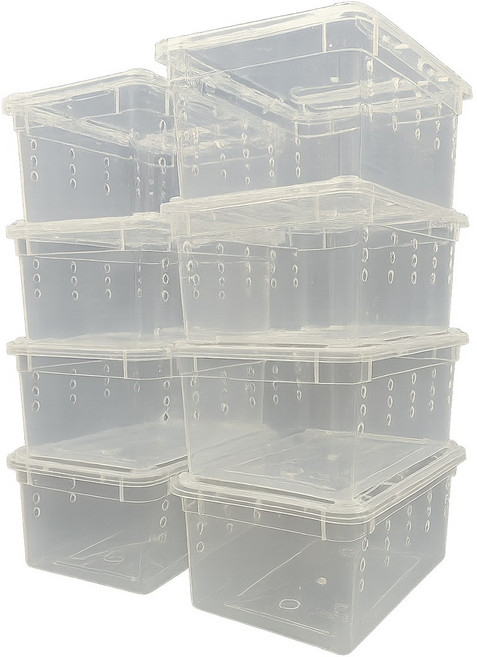 렙티언즈 적재형 케이지 도마뱀 파충류 게코 사육장 중, 10개, 투명