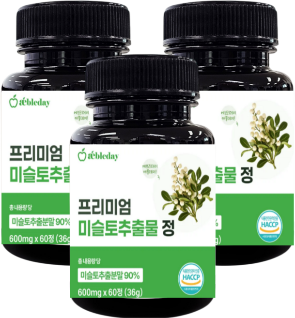 국내산100% 프리미엄 미슬토추출물90% 겨우살이 참나무 타히보 블랙마카 추출물정 nk엔케이세포 렉틴 면역력 식약청인증, 3개, 60정