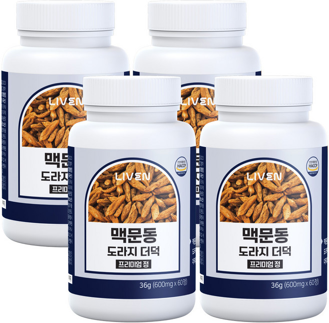 [라이븐] 맥문동 도라지 더덕 프리미엄정 60정, 4개, 36g
