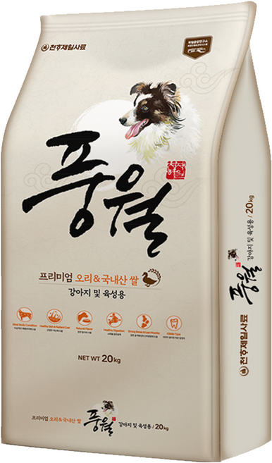 풍월 천하제일 전연령 오리고기 쌀 강아지 사료, 1개, 20kg