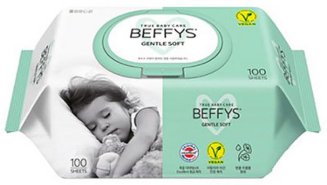 베피스 아동용 젠틀 소프트 물티슈 캡형, 60g, 100매, 5개