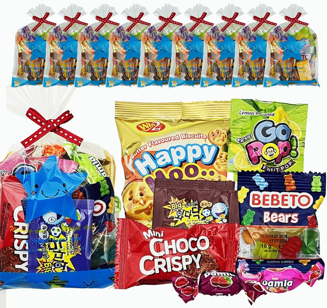 푸른별 과자 간식 어린이집 생일 답례품 구디백, 10개, 간식 6종