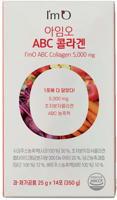 [초고함량 5000mg] 아임오 ABC 콜라겐 25G, 350g, 6박스