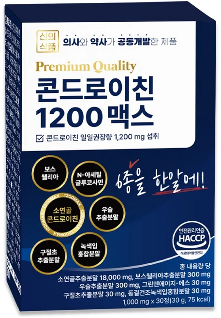 소연골 콘드로이친 1200 콘도로이친 관절 무릎 통증 효능 효과 영양제 신의식품 유튼힘 (3+1), 1개, 30정 - 쿠팡