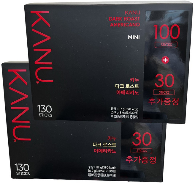 카누 미니 다크 원두 커피믹스 아메리카노 130T, 2개, 130개입, 900mg
