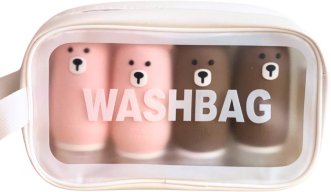 몽드네 새지않는 실리콘 여행용 공병 4p, 4개, 브라운핑크