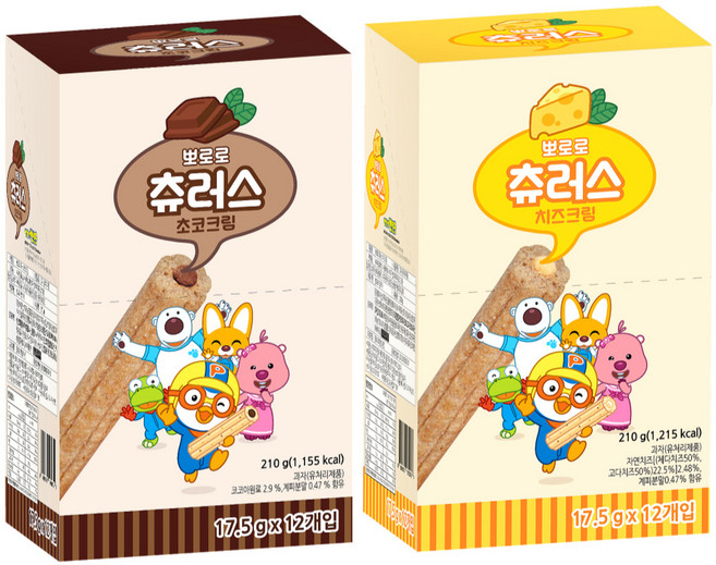 뽀로로 츄러스 치즈크림 12p + 초코크림 12p, 4세트