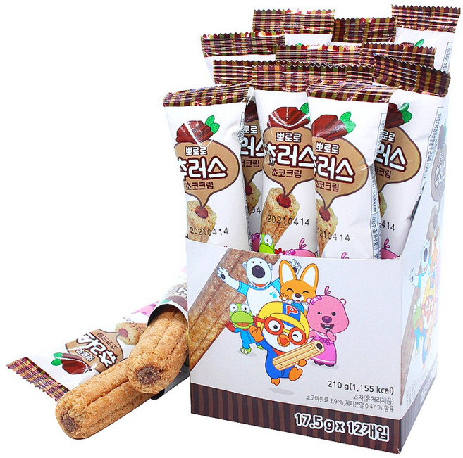 뽀로로 츄러스 초코크림, 17.5g, 12개