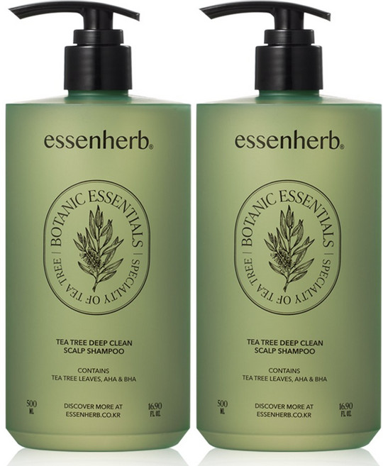 에센허브 티트리 딥클린 스칼프 샴푸 500ml+500ml, 500ml, 2개