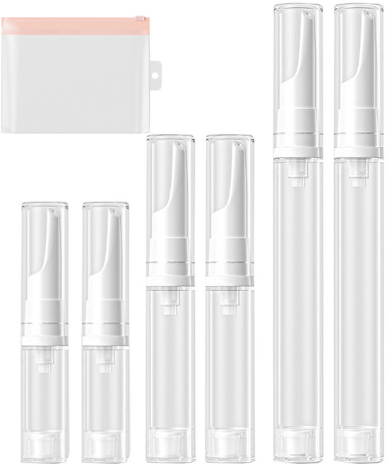 셀담 정밀팁 휴대용 슬림 펌핑 진공 화장품 용기, 6개, 투명