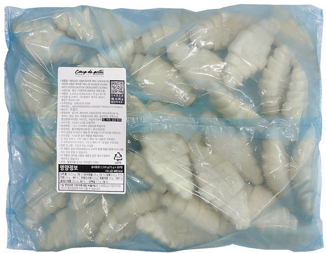[도도나몰] 프랑스 AOP 샤랑트푸아투 크로와상 냉동생지, 60개, 75g