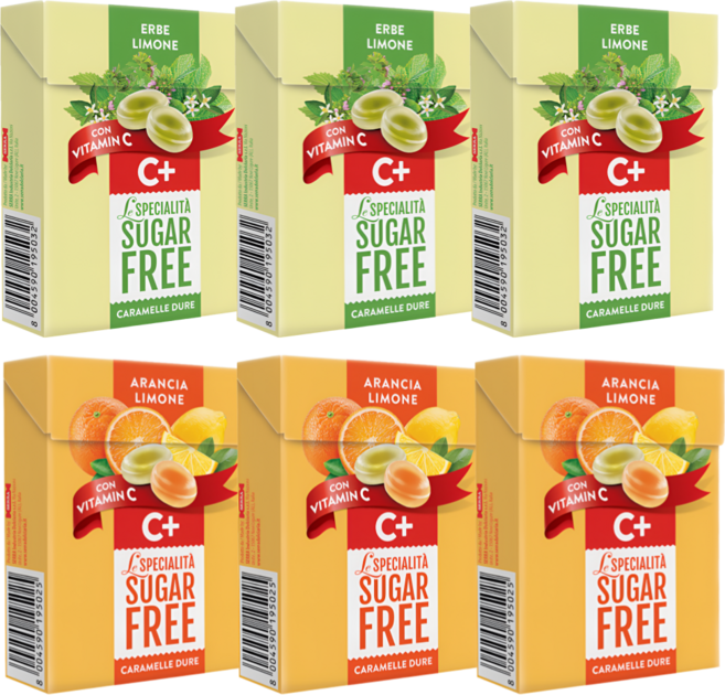 세라 슈가프리 비타민C 오렌지&레몬+레몬&허브 캔디 2종세트 클릭박스 무설탕 과일캔디, 1세트, 300g