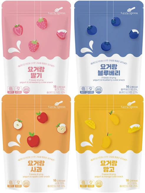 리틀스푼 동결건조 요거랑 4종 세트, 16g, 1세트 - 쿠팡