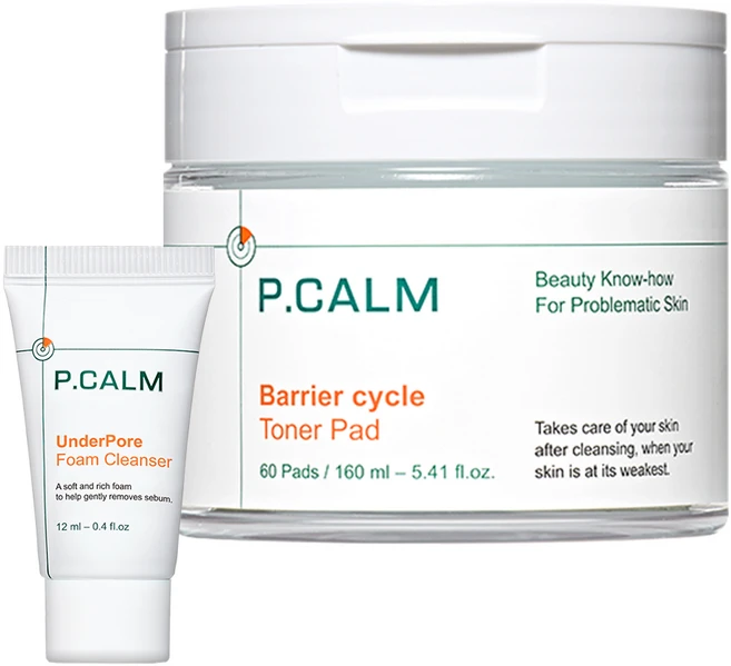 [본사정품/쿠팡단독] 피캄 베리어사이클 진정 토너 패드 160ml + 언더포어 폼클렌징 12ml, 1개, 60개입 - 쿠팡