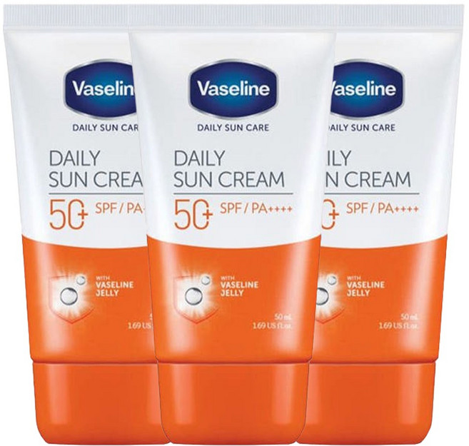 바세린 데일리 선크림 SPF50+ PA+++, 50ml, 3개