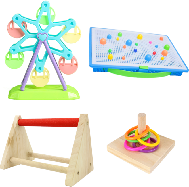 르브아 앵무새 장난감 세트 놀이터 놀이감 반려조 스트레스 해소 조류, 1세트, 바닥에서 논다