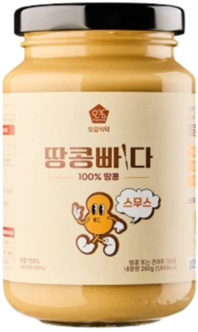 오감식탁 땅콩빠다 스무스 잼, 260g, 1개 - 쿠팡