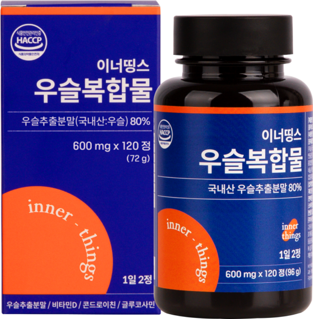 국내산 국산 우슬 우슬복합물 우슬등복합물 발효 초본식물 추출액 콘드로이친 콘드로이틴 초록잎홍합 사포닌 칼슘 글루코사민 하루2알 보스웰리스, 1개, 120정