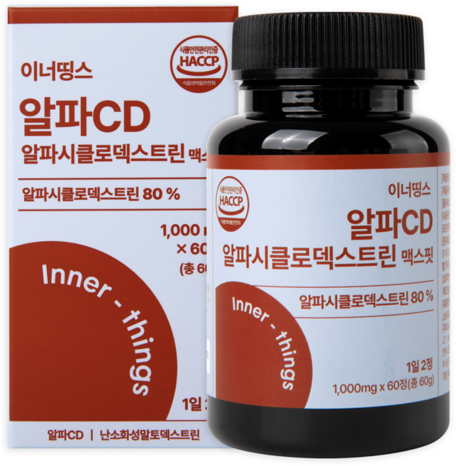 이너띵스 알파CD 알파 사이클로덱스트린 시클로 알파시디 식약청 HACCP 인증, 1개, 60정