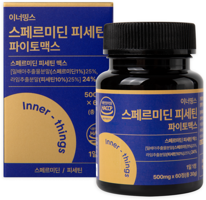 이너띵스 스페르미딘 피세틴 파이토 맥스 효모 스퍼미딘 식약청 HACCP 인증, 1개, 60정