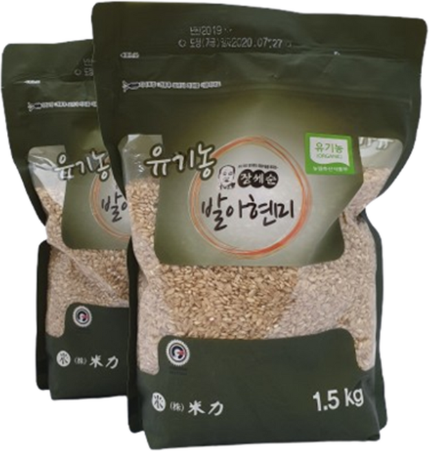 [25년햅쌀] 유기농/무농약/발아현미 3kg 4kg 4.5kg, 1.5kg, 2개