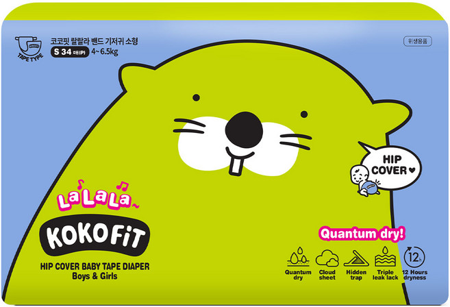 코코핏 랄랄라 밴드형 기저귀 소형(공용), 소형(S), 34매