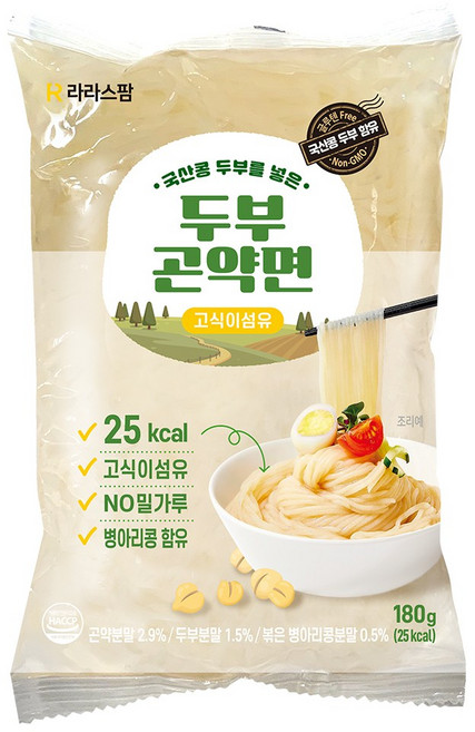 라라스팜 두부곤약면 얇은면 180g 국산콩 두부 병아리콩 함유 곤약면 곤약 누들, 10개