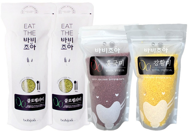 바비조아 HACCP 기능성쌀 클로렐라 1kg 2개+강황 500g+홍국 500g, 1개, 3kg