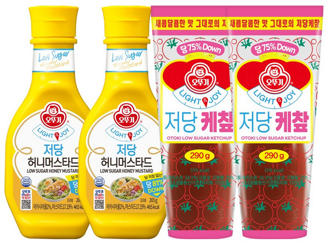 오뚜기 Light&Joy 저당 케챂 290g 2개+저당 허니머스타드 265g 2개, 1개