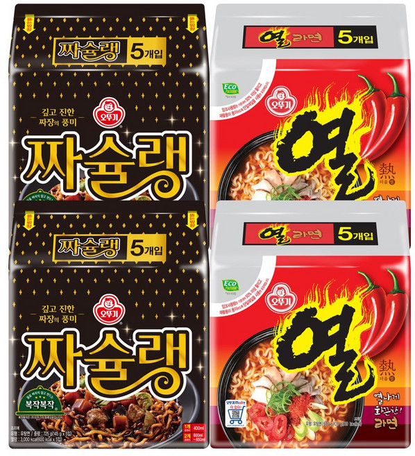 열라면 5입x2개+짜슐랭 5입x2개, 1세트