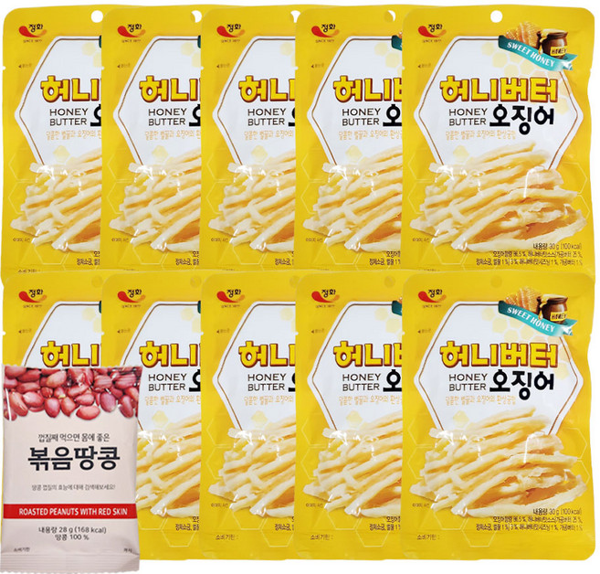 [더먹다] 허니버터 오징어 건어물안주 아이들간식 볶음 땅콩 1개, 30g, 10개
