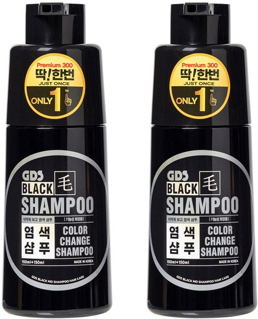 딱 한번 염색 샴푸 3분 검모 샴푸 홈쇼핑, 300g, 300ml, Black, 2개