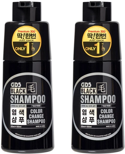 딱 한번 염색 샴푸 3분 검모 샴푸 홈쇼핑, 300g, 300ml, Black, 2개 - 쿠팡
