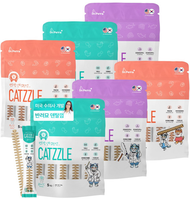 닥터페트라 반려묘 양치고민엔 캣즐 고양이껌 고양이간식, 7g, 30개, 혼합맛(닭고기/연어/참치)