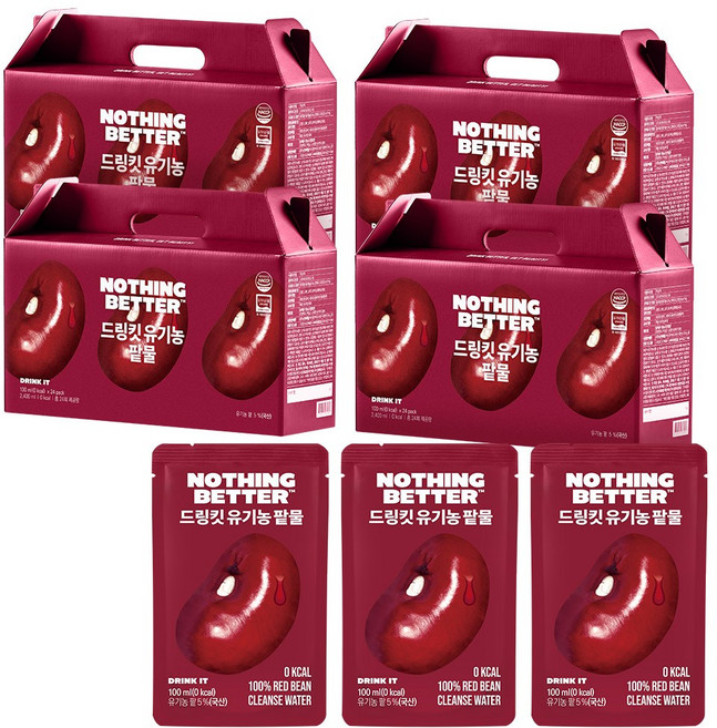 낫띵베럴 드링킷 유기농 팥물, 100ml, 24개입, 4개