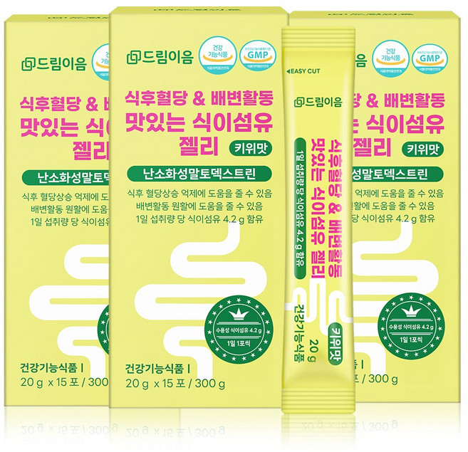 드림이음 난소화성말토덱스트린 식후혈당 배변활동 맛있는 식이섬유 젤리 15p, 300g, 3개