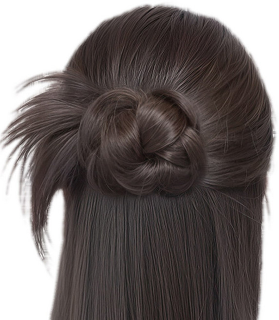 하이유니 [3초세팅] 가시번 땋은 똥머리 100% 고정 집게 붙임머리 부분가발, 브라운블랙, 1개