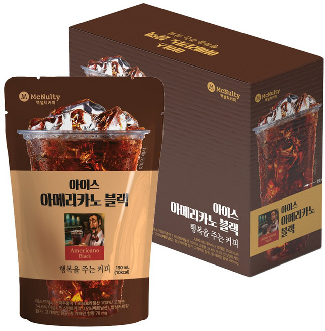 맥널티커피 아이스 아메리카노 블랙, 190ml, 10개