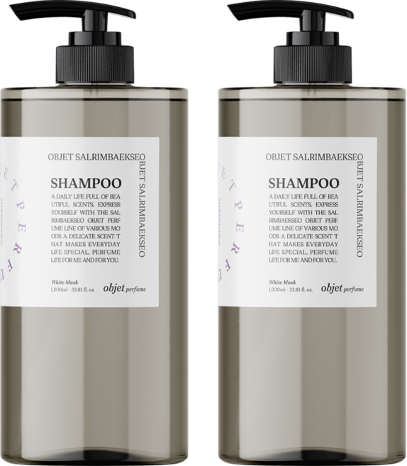 1+1 살림백서 오브제 퍼퓸 샴푸 1L 화이트머스크 약산성 향기좋은 정수리냄새 청소년 사춘기, 2개