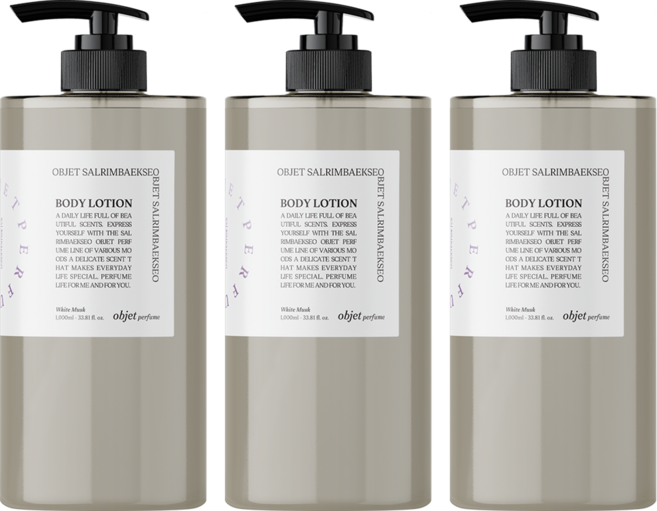 살림백서 오브제 퍼퓸 대용량 바디로션 1000ml 화이트머스크 향좋은 고보습 끈적임없는, 3개, 1L
