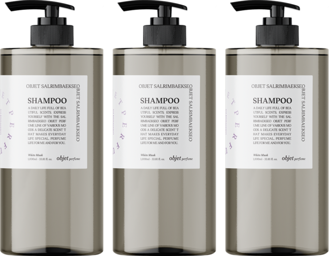 1+1 살림백서 오브제 퍼퓸 샴푸 1L 화이트머스크 약산성 향기좋은 정수리냄새 청소년 사춘기, 3개