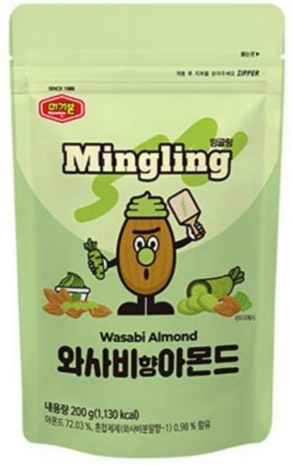 머거본 와사비맛 아몬드, 4개, 200g